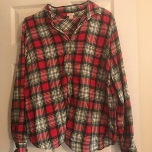 Plaid J crew quarter button up
